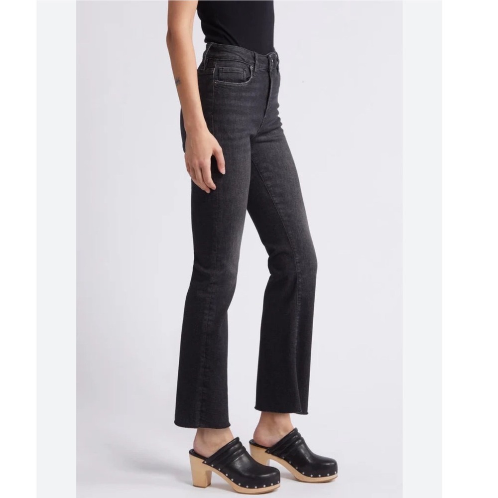 FRAME Le Crop Mini Boot Jeans Octavia Faded Black Raw Hem Size 28